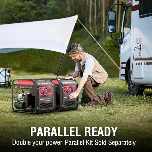 PowerSmart Portable Inverter Generator 4450W, Gas Powered, CO-Sensor, EPA Compliant, Lightweight & Quiet for Home Use and Emergency Backup, Camping - Image 4