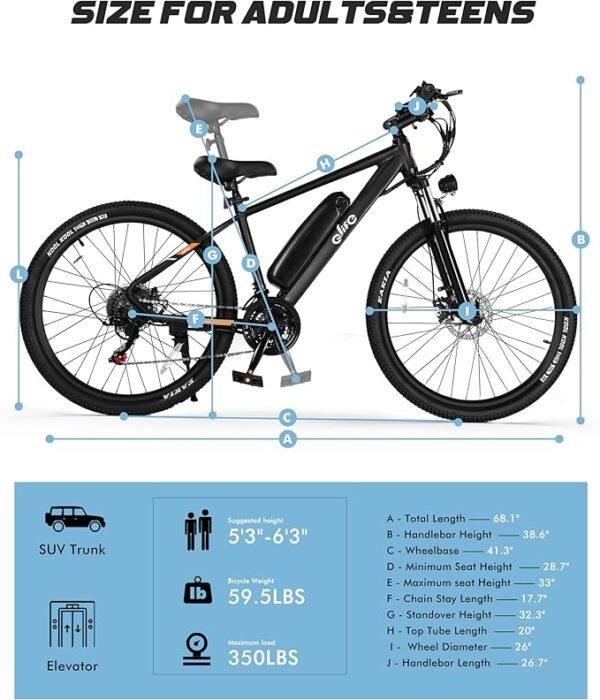 Racer Electric Bike for Adults - 21-Speed Mountain Lightweight Ebike with Peak 750W 22MPH Brushless Motor, 375Wh Removable Battery, 26X2.1 Tire Step Over E-MTB, Up to 40 Miles - Image 4