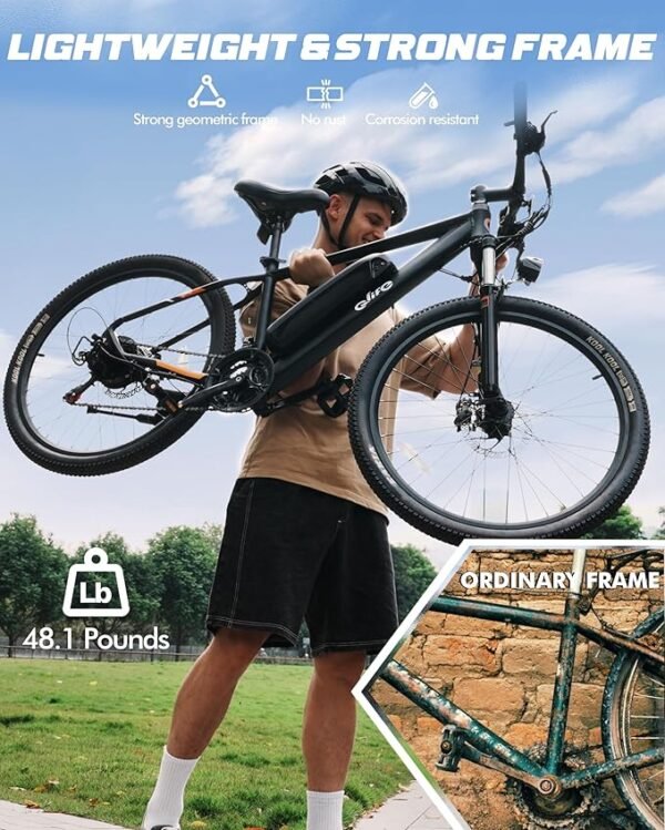 Racer Electric Bike for Adults - 21-Speed Mountain Lightweight Ebike with Peak 750W 22MPH Brushless Motor, 375Wh Removable Battery, 26X2.1 Tire Step Over E-MTB, Up to 40 Miles